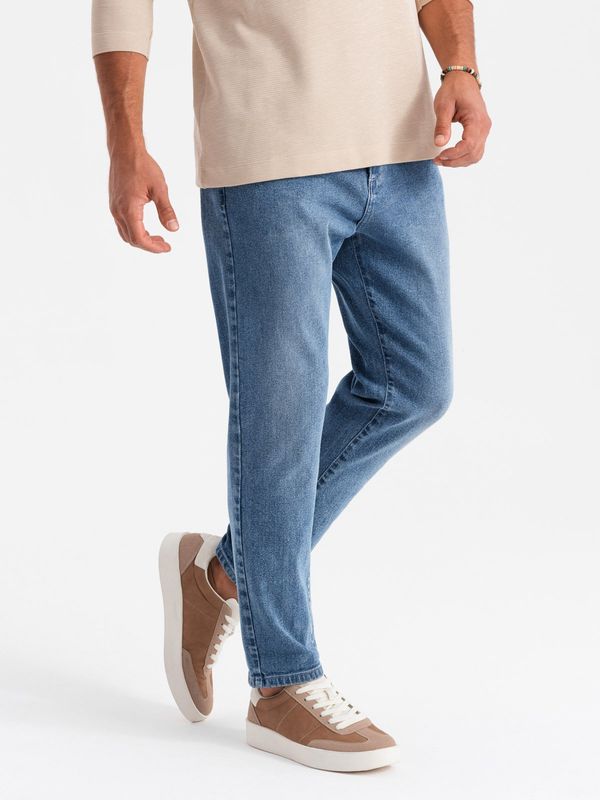 Ombre Ombre Men's CARROT FIT denim pants with subtle rubbing - blue