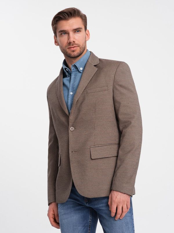 Ombre Ombre Men's casual jacket in delicate check - brown
