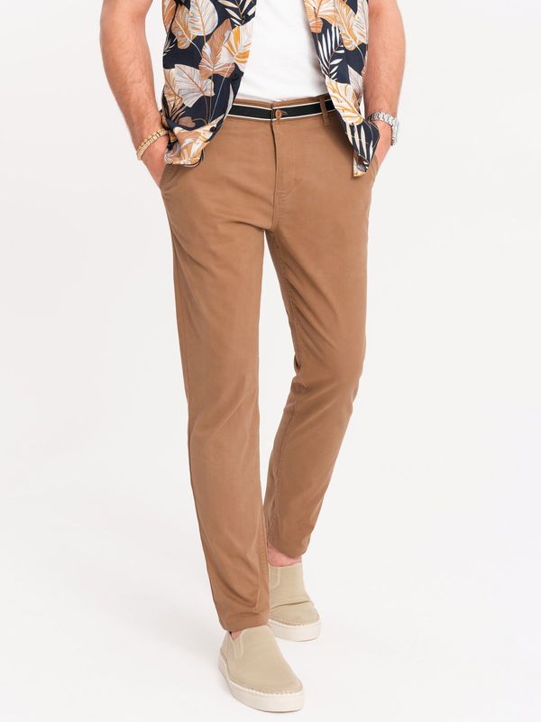 Ombre Ombre Men's chino pants with decorative waistband - brown