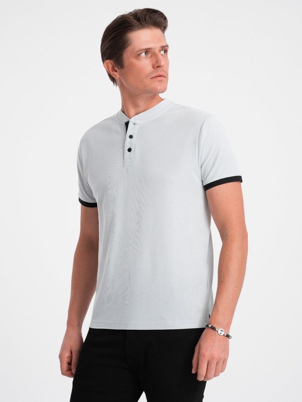 Ombre Ombre Men's collarless polo shirt - light grey