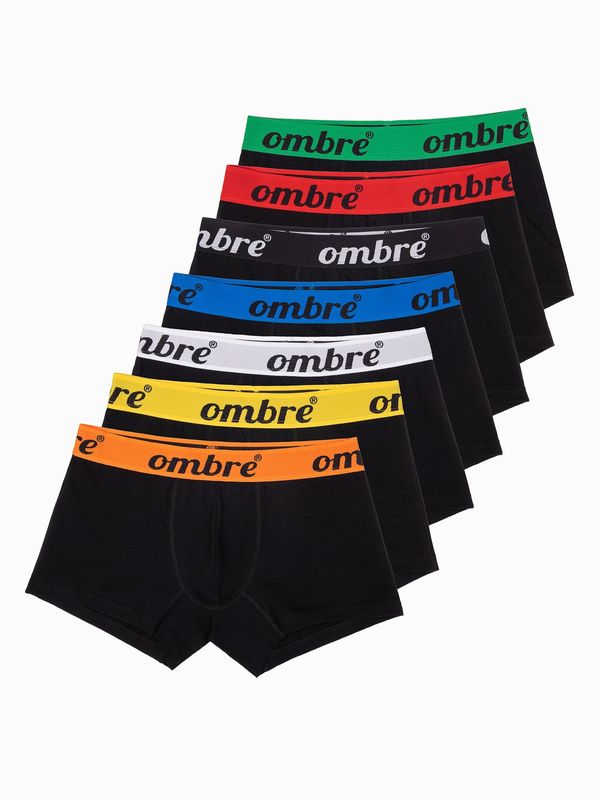 Ombre Ombre Men's cotton boxer shorts with contrasting elastic - 7-pack black