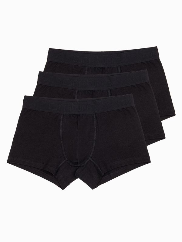 Ombre Ombre Men's cotton boxer shorts with logo - 3-pack black