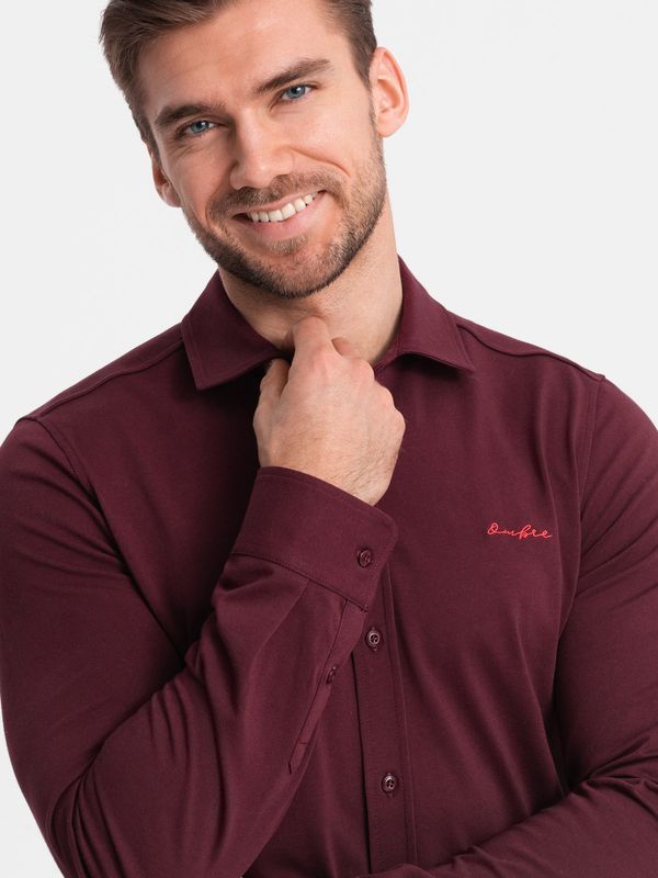 Ombre Ombre Men's cotton single jersey knit REGULAR shirt - maroon