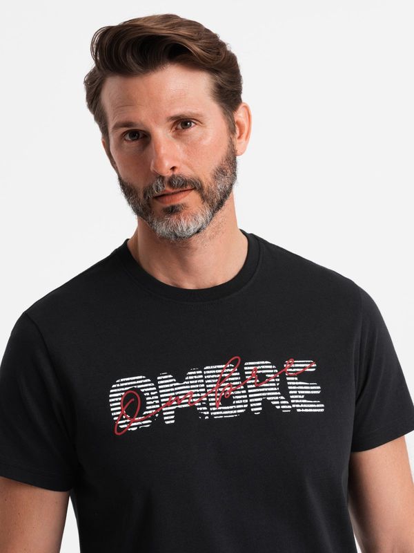 Ombre Ombre Men's cotton t-shirt with double printed logo - black
