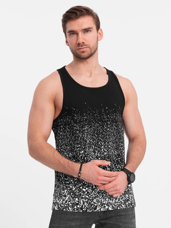 Ombre Ombre Men's cotton tank top with gradient print - black