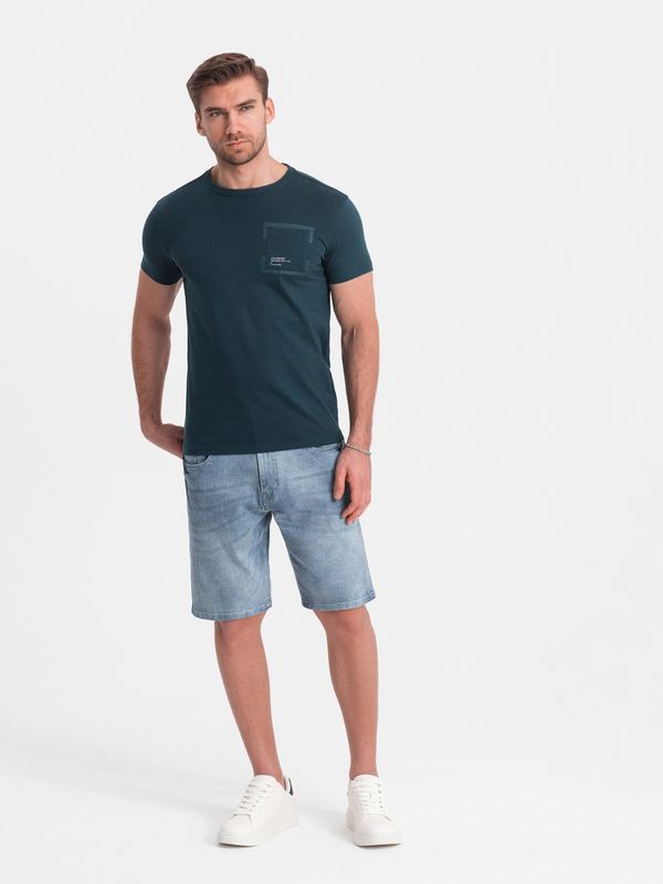Ombre Ombre Men's denim short shorts with subtle washes - light blue