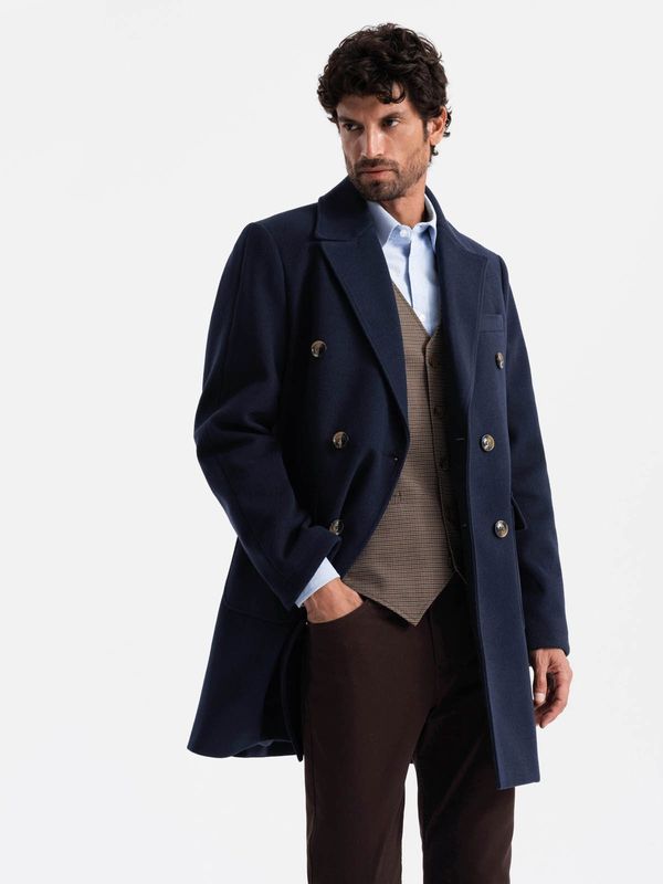 Ombre Ombre Men's double-breasted coat with decorative buttons - indigo