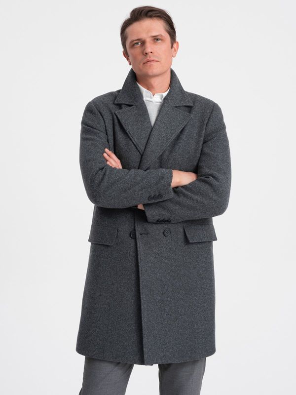Ombre Ombre Men's double-breasted lined coat - graphite