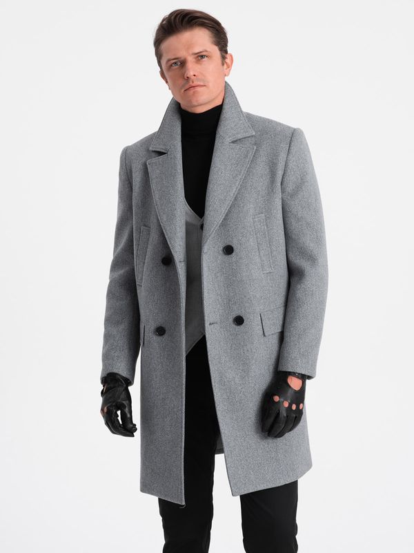 Ombre Ombre Men's double-breasted lined coat - grey