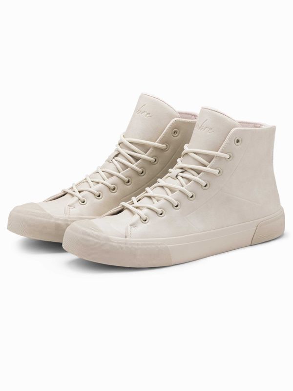 Ombre Ombre Men's high-top sneakers shoes with rubber toe - cream