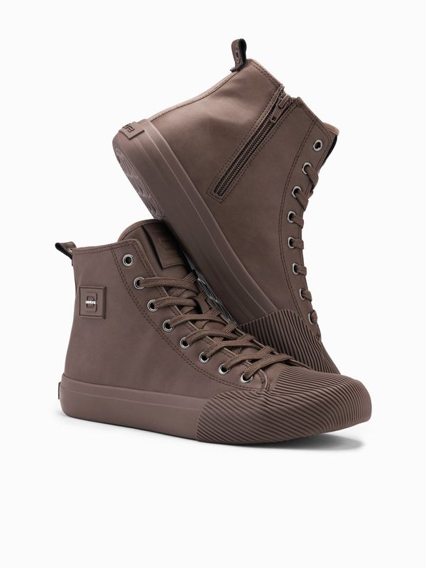 Ombre Ombre Men's high-top sneakers with decorative toe - brown