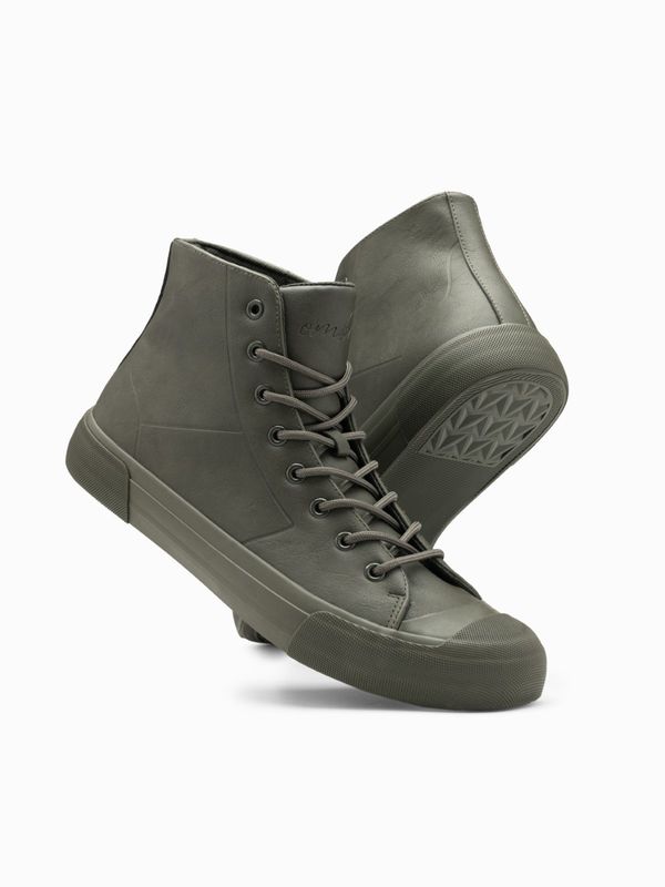 Ombre Ombre Men's high-top sneakers with rubber toecap - olive