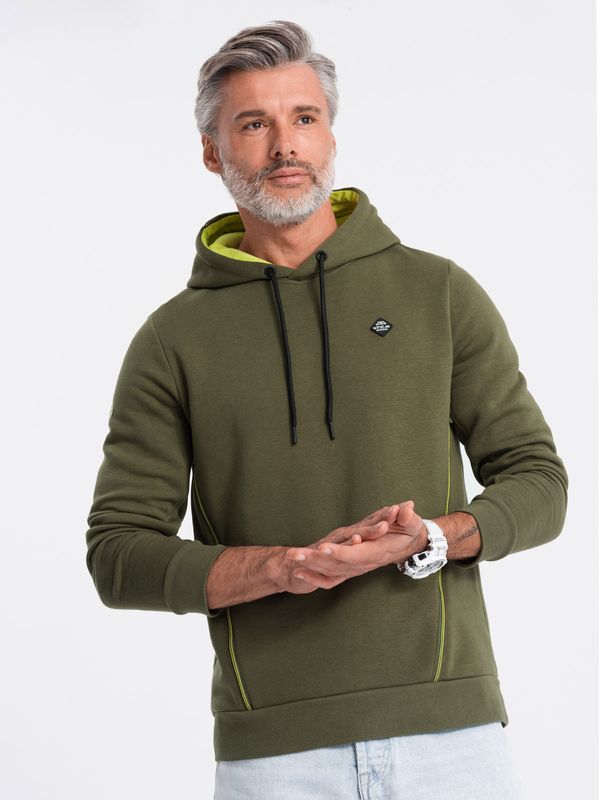 Ombre Ombre Men's hoodie with zippered pocket - olive