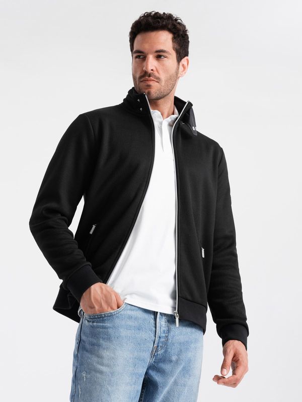 Ombre Ombre Men's jacket with high collar and fleece lining - black