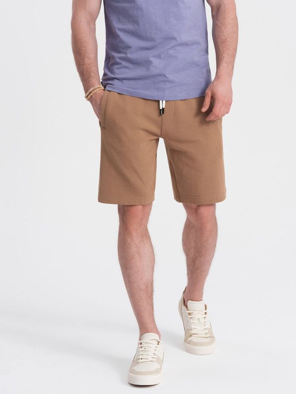 Ombre Ombre Men's knit shorts with drawstring and pockets - brown