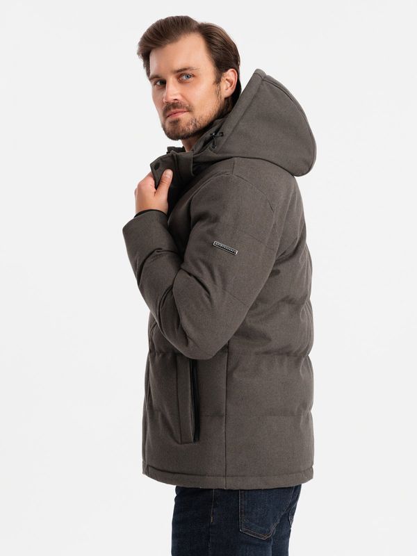 Ombre Ombre Men's lightweight jacket with hood and mesh lining - olive