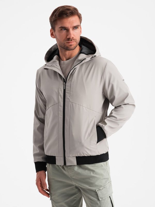 Ombre Ombre Men's lightweight jacket with mesh lining and hood - grey