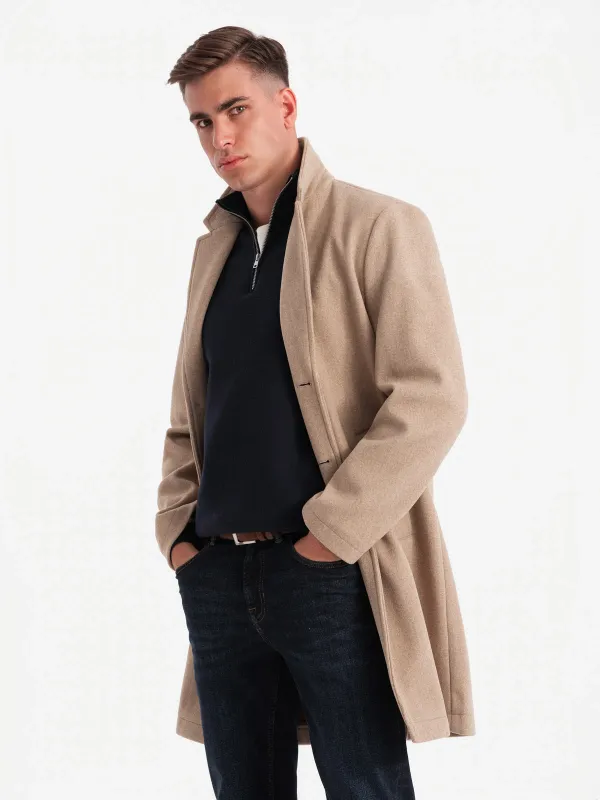 Ombre Ombre Men's lightweight single-breasted coat - beige