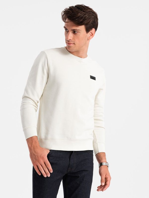 Ombre Ombre Men's non-stretch sweatshirt with metal pin - cream