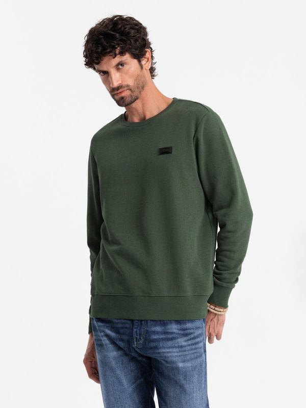 Ombre Ombre Men's non-stretch sweatshirt with metal pin - dark green