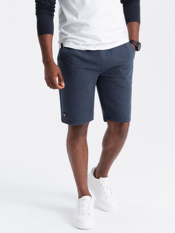 Ombre Ombre Men's ottoman knitted short sweat shorts - navy blue