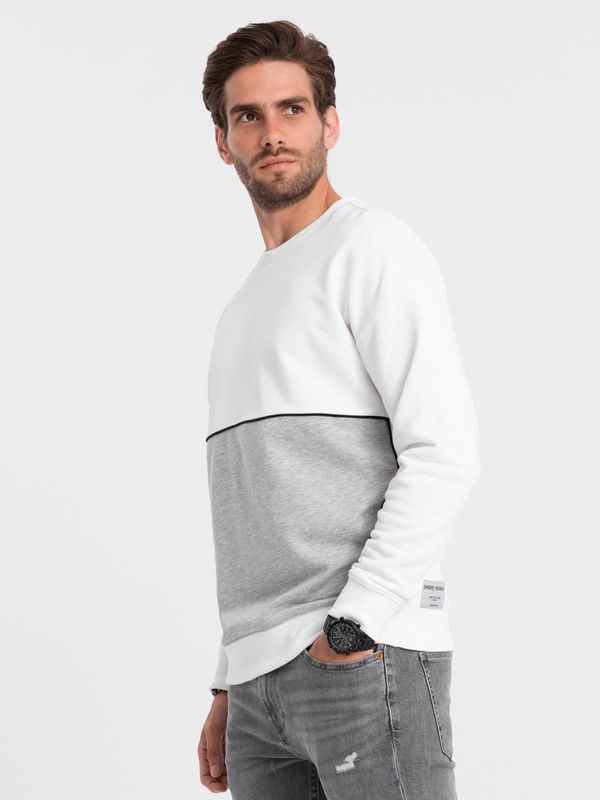 Ombre Ombre Men's OVERSIZE sweatshirt with contrasting color combination - white and gray