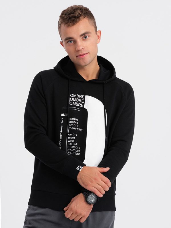 Ombre Ombre Men's printed HOODIE sweatshirt - black