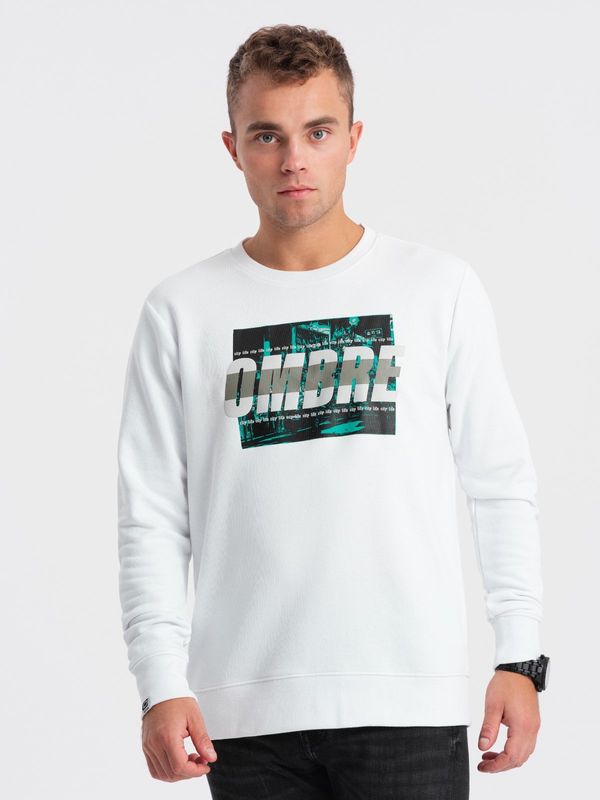 Ombre Ombre Men's printed sweatshirt worn over the head - white