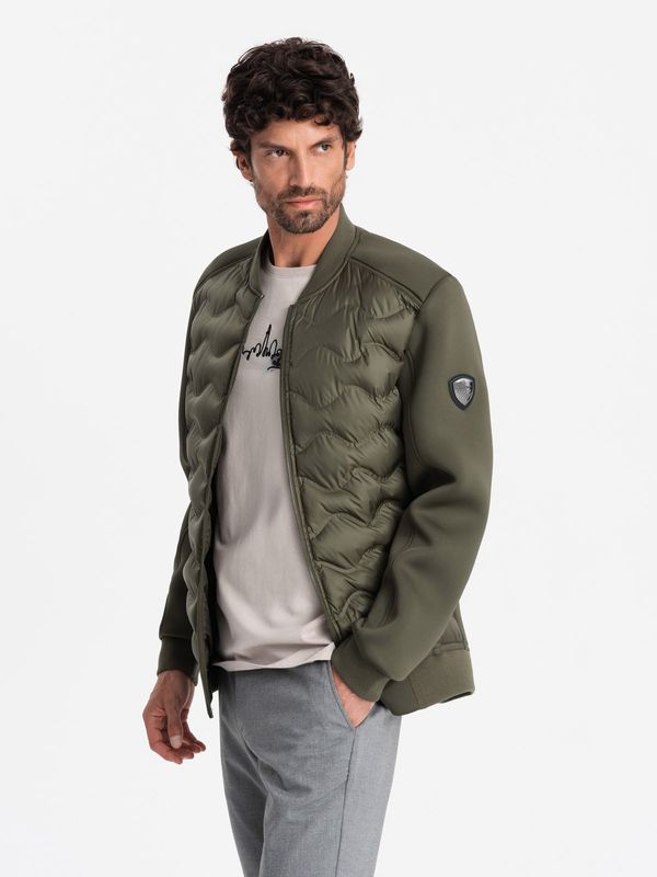 Ombre Ombre Men's quilted bomber jacket - dark olive green