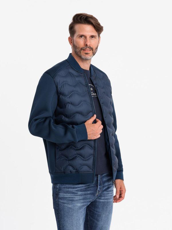 Ombre Ombre Men's quilted bomber jacket - navy blue