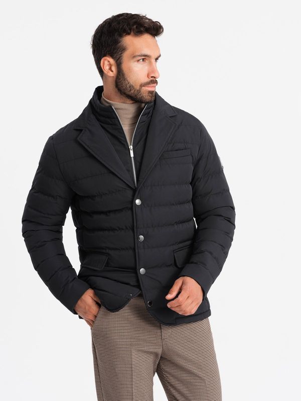 Ombre Ombre Men's quilted jacket with jacket cut - black