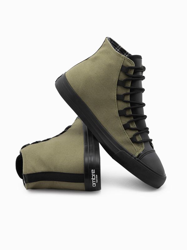 Ombre Ombre Men's shoes sneakers in combined materials - olive