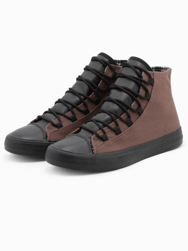 Ombre Ombre Men's shoes sneakers with combined materials - brown