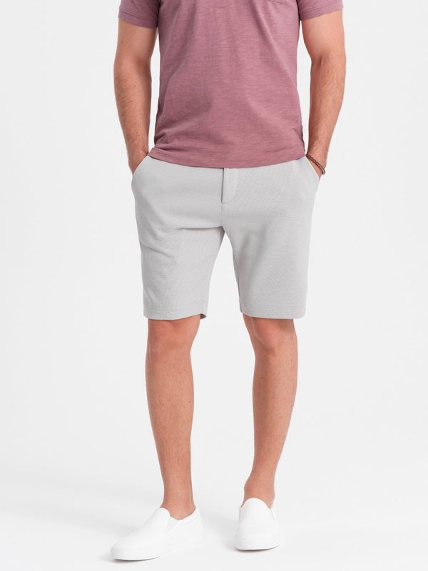 Ombre Ombre Men's shorts made of two-tone melange knit fabric - light grey