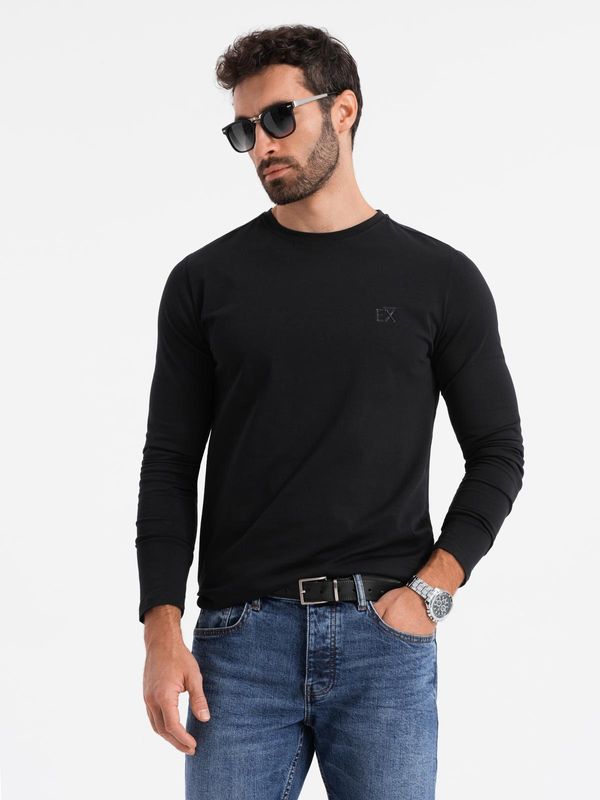 Ombre Ombre Men's SLIM FIT longsleeve with elastane and print - black