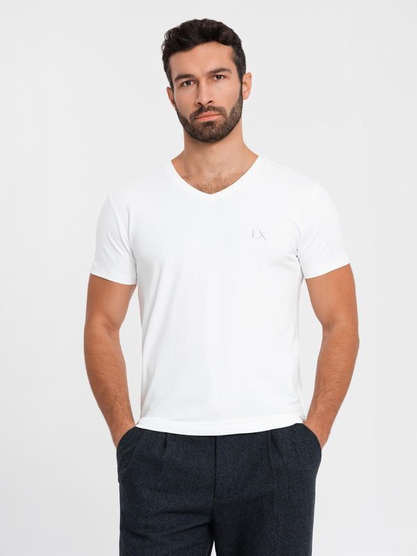 Ombre Ombre Men's SLIM FIT T-shirt with round neckline and logo - white