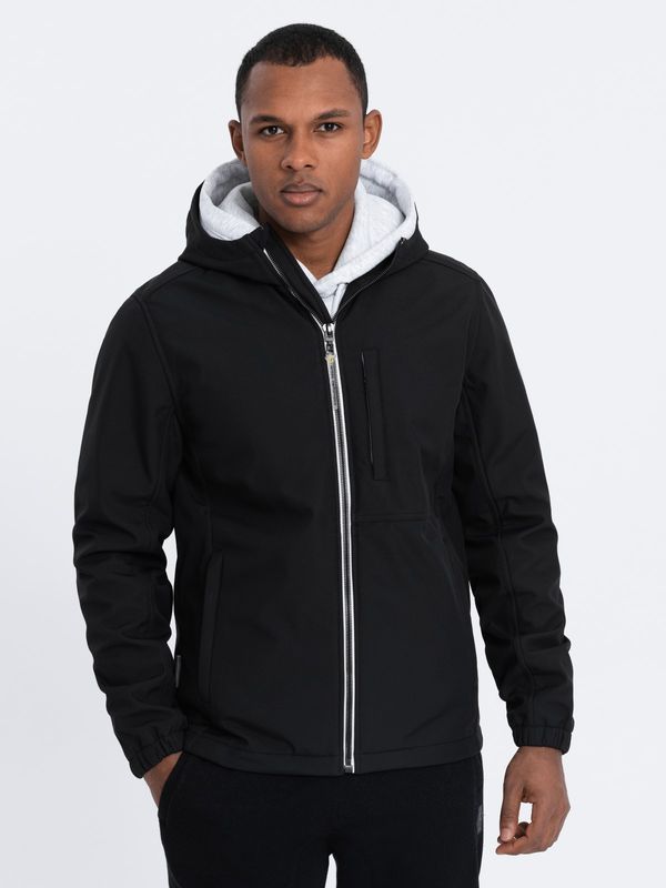 Ombre Ombre Men's SOFTSHELL jacket with fleece center - black