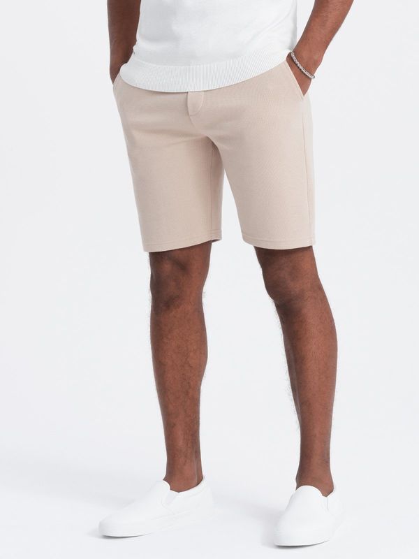 Ombre Ombre Men's structured knit shorts with chino pockets - beige
