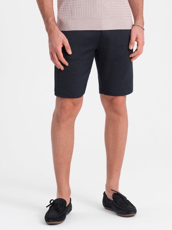 Ombre Ombre Men's structured knit shorts with chino pockets - navy blue
