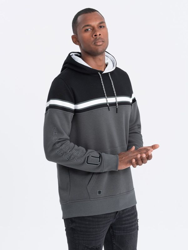 Ombre Ombre Men's tri-color hoodie - gray