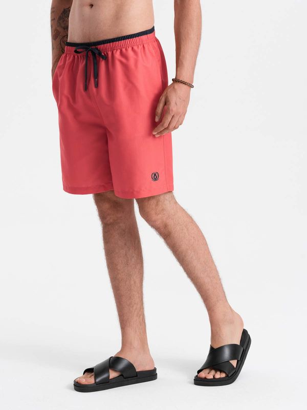Ombre Ombre Men's two-tone ribbed swim shorts - coral