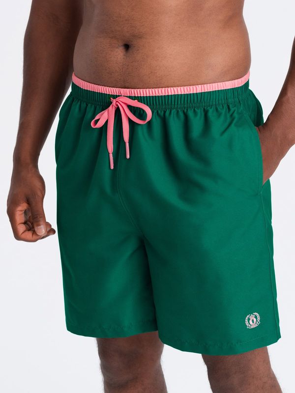 Ombre Ombre Men's two-tone ribbed swim shorts - dark green