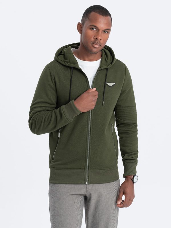 Ombre Ombre Men's unbuttoned hooded sweatshirt - olive