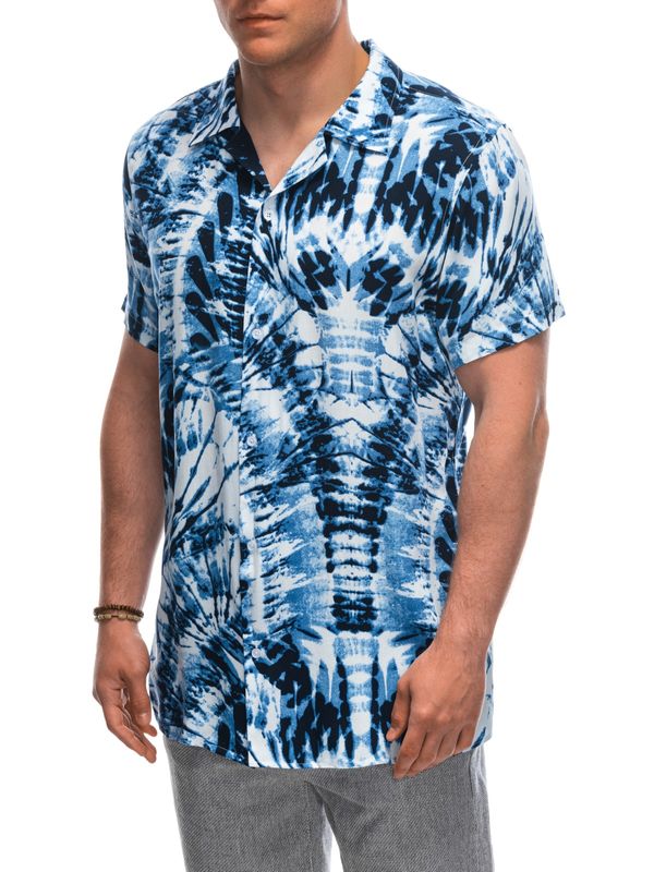 Ombre Ombre Men's viscose patterned short sleeve shirt OM-SHPS-0113