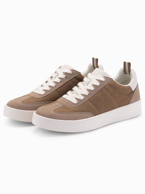 Ombre Ombre Old-school men's sneakers on thick sole - light brown