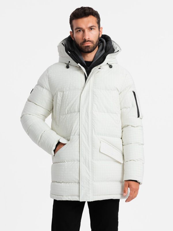 Ombre Ombre Outdoor long men's parka jacket - white