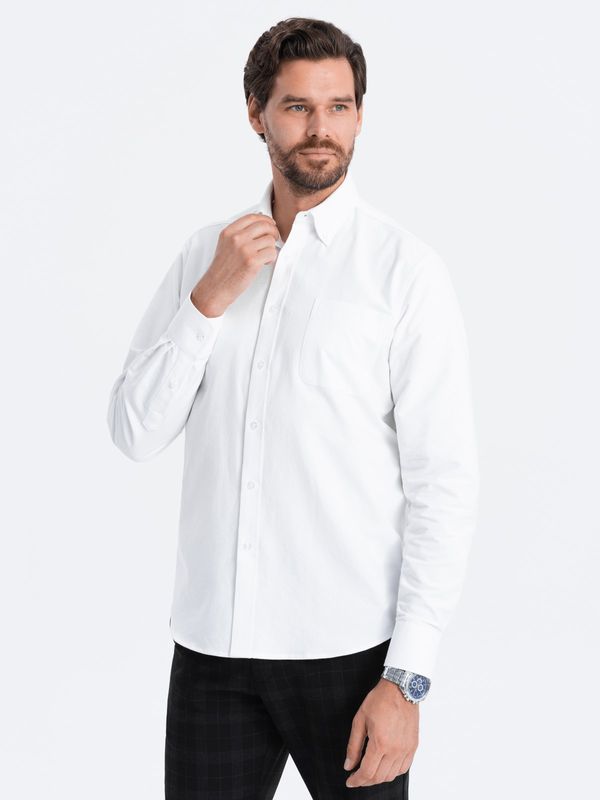 Ombre Ombre Oxford REGULAR men's fabric shirt - white