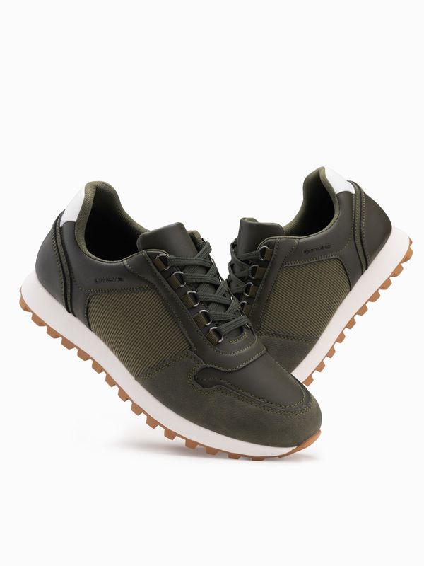 Ombre Ombre Patchwork men's sneaker shoes in combined materials - dark olive