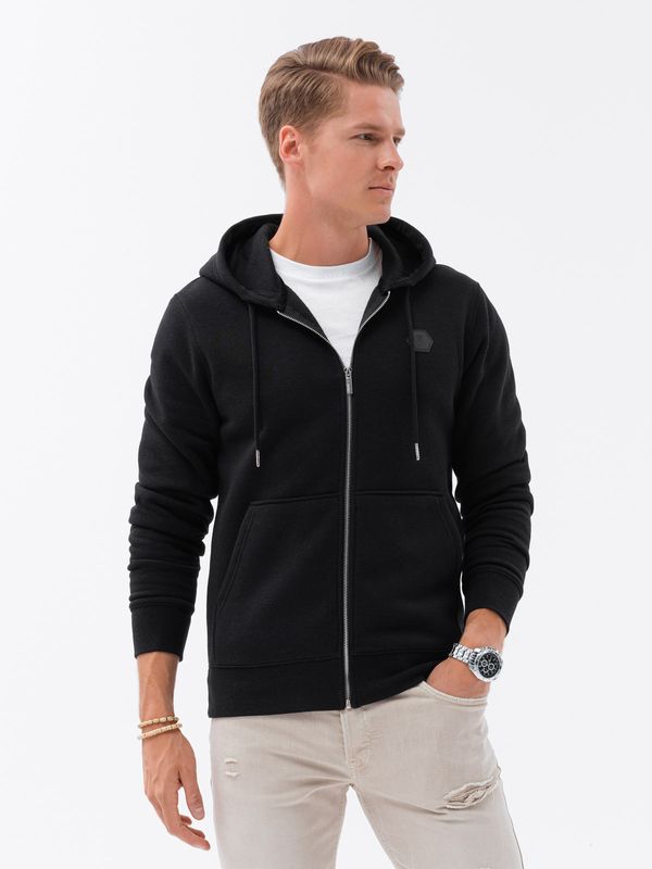 Ombre Ombre Unbuttoned men's HOODIE sweatshirt in a pleasant knit fabric - black