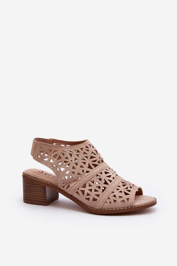 Kesi Openwork nude sandals with high heels Serapina